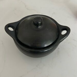 Sleek Black Ceramic Cookware Pot for soup.  Also great decor!